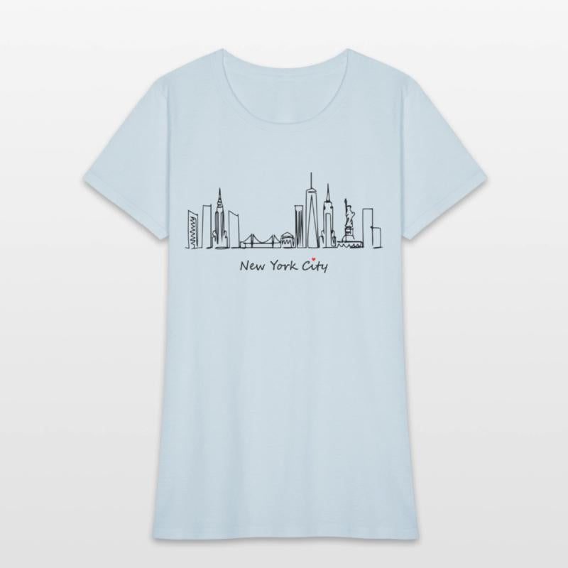 Nyc Skyline Sketch With Heart New York City I Love