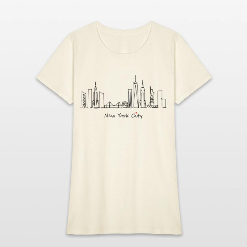 Nyc Skyline Sketch With Heart New York City I Love