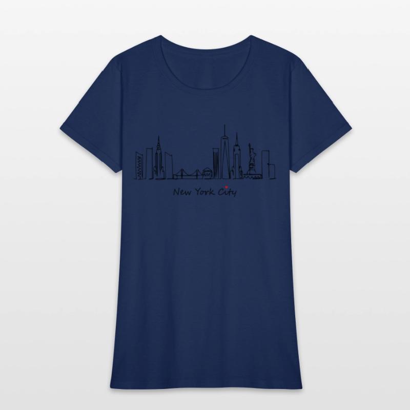 Nyc Skyline Sketch With Heart New York City I Love