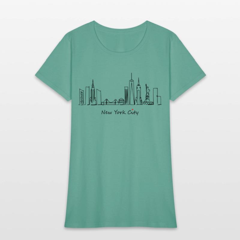 Nyc Skyline Sketch With Heart New York City I Love