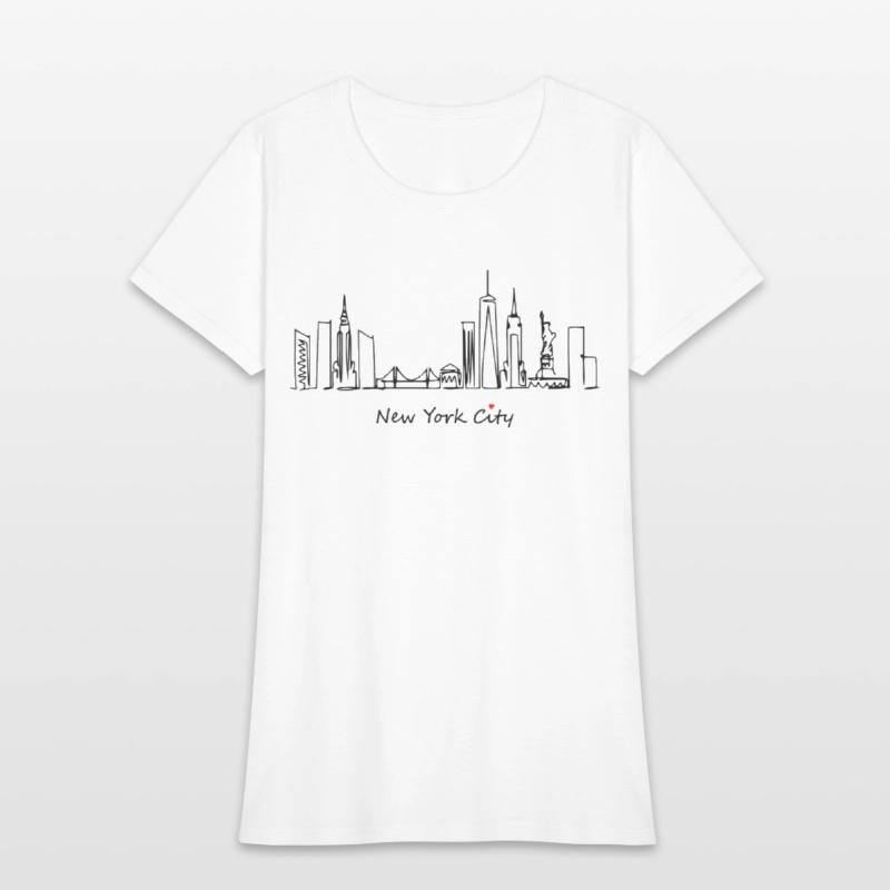 Nyc Skyline Sketch With Heart New York City I Love