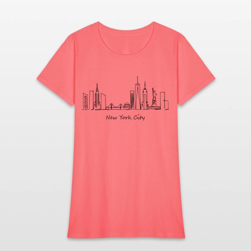 Nyc Skyline Sketch With Heart New York City I Love