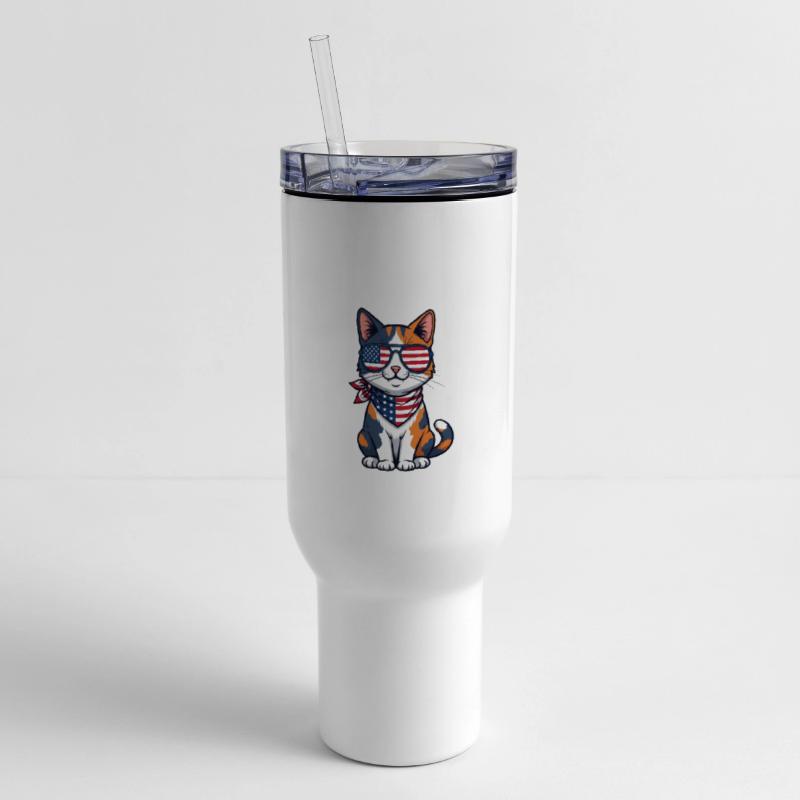 Patriotic Cat – USA Flag Sunglasses & Bandana