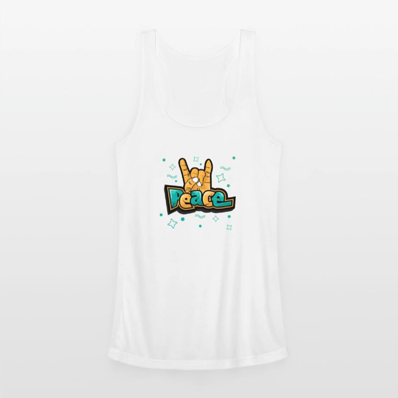 Peace text art with Risen fingers