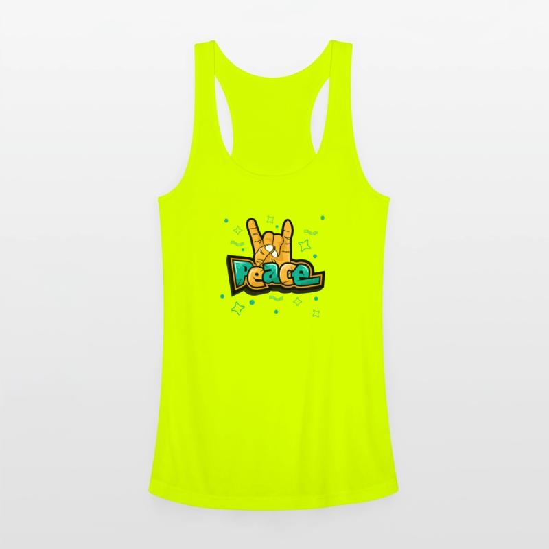 Peace text art with Risen fingers