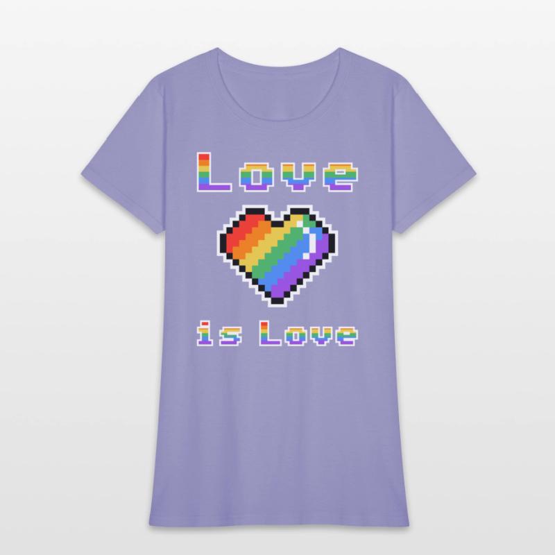 Pixel heart Love is Love rainbow colored