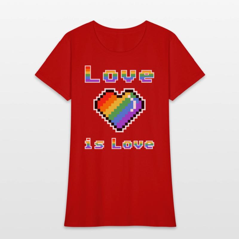 Pixel heart Love is Love rainbow colored