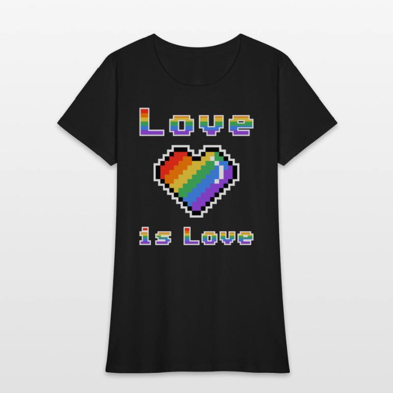 Pixel heart Love is Love rainbow colored