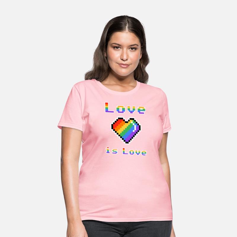 Pixel heart Love is Love rainbow colored