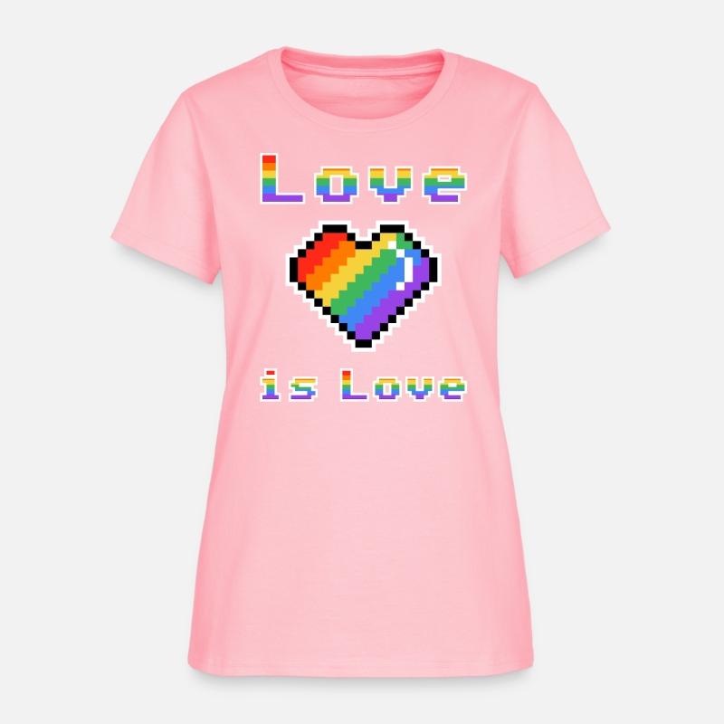 Pixel heart Love is Love rainbow colored