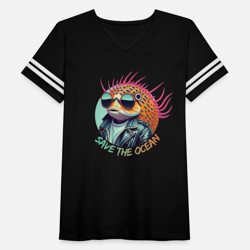 Puffer and spotted fish in sunglasses