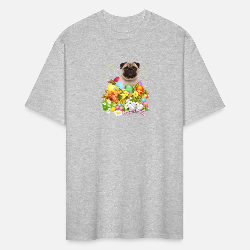 Pug Bunny Dog With Easter Eggs Basket