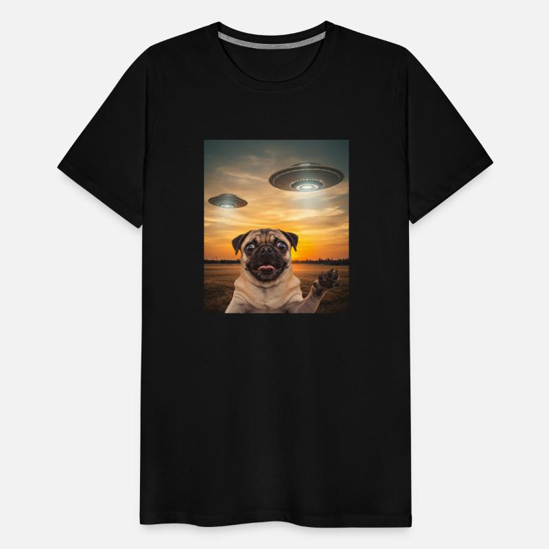 Pug Dog Selfie Phone Photo Funny UFO Sighting