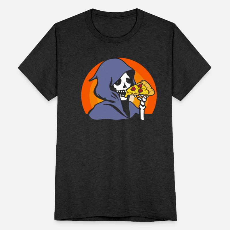 Retro Halloween Pizza Lover Ghost Grim Reaper