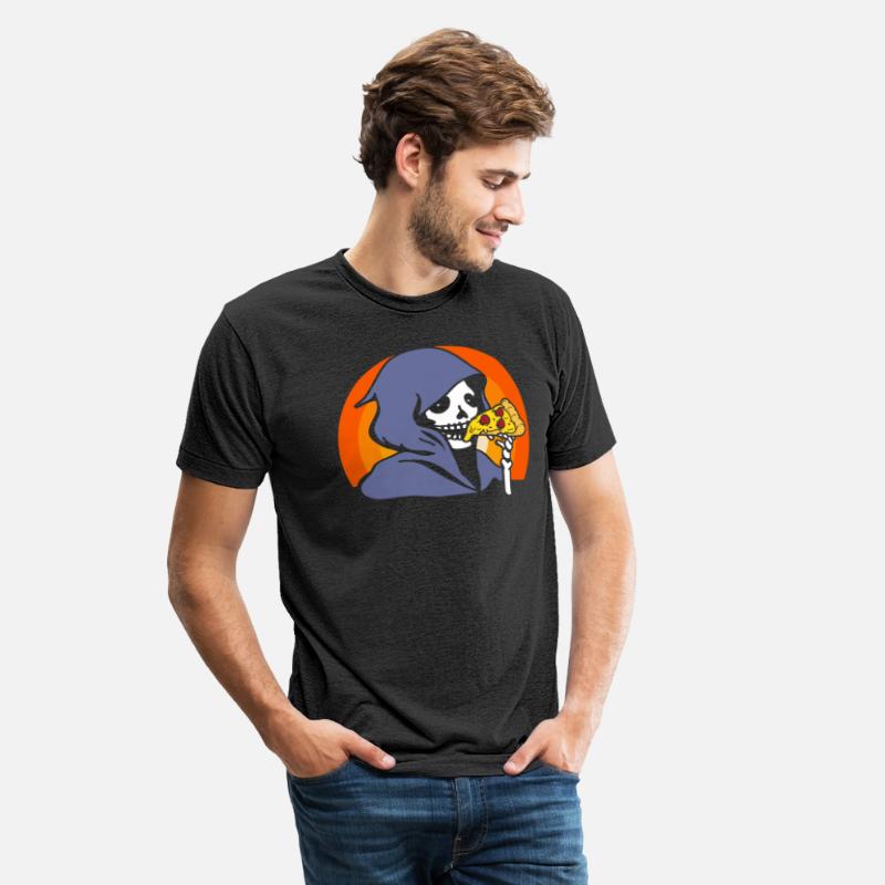 Retro Halloween Pizza Lover Ghost Grim Reaper