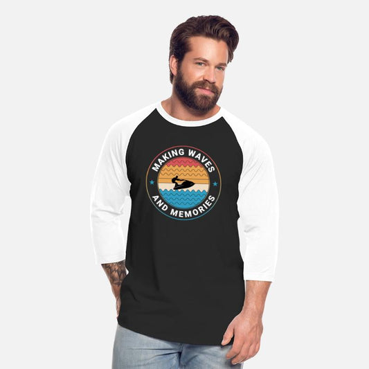 Retro Jet Skiing Adventure Ocean Waves Sunset