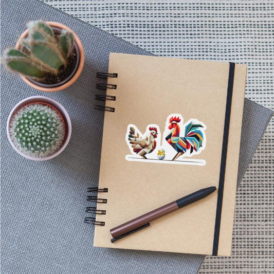 Rooster, Hen, and Chick – Geometric Easter Motif