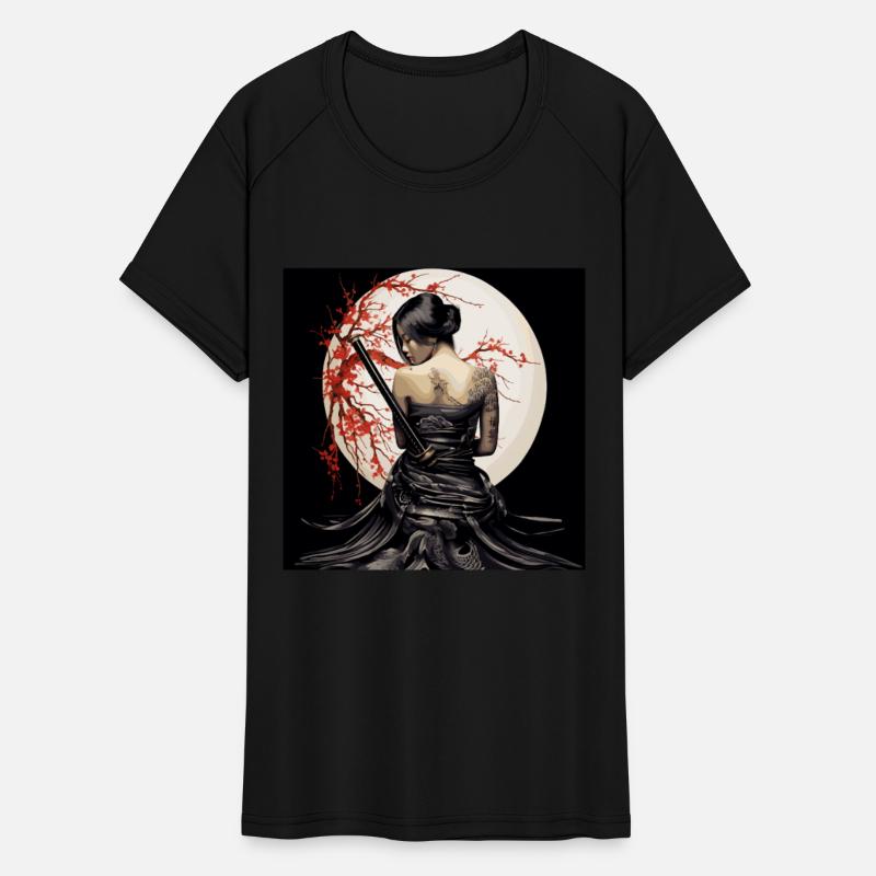 Samurai Woman with Katana Under Cherry Blossom