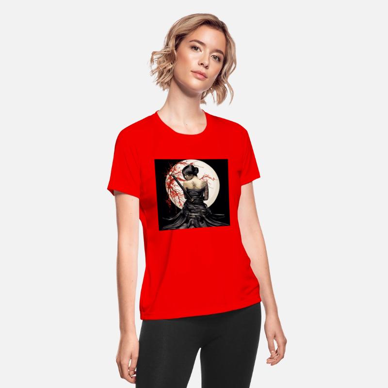 Samurai Woman with Katana Under Cherry Blossom