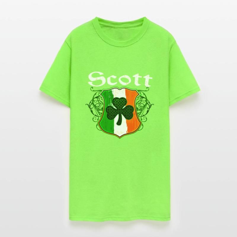 Scott Irish Surname Ireland Flag Shield Shamrock