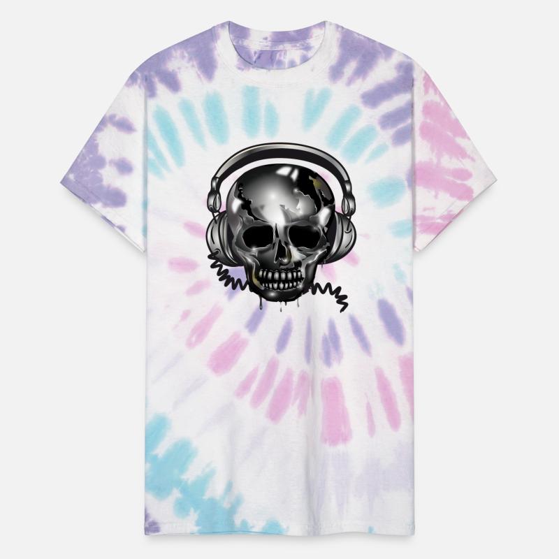 Skull with headphones in chrome look