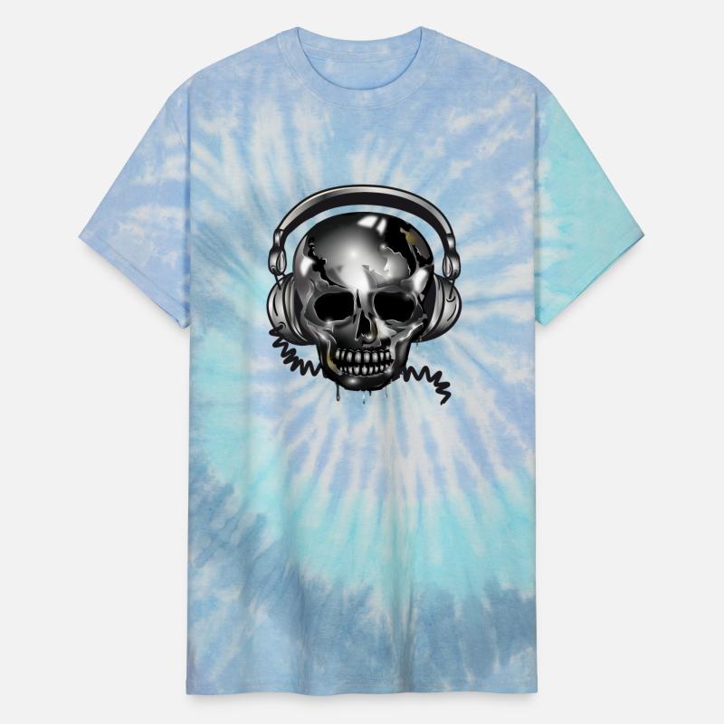 Skull with headphones in chrome look