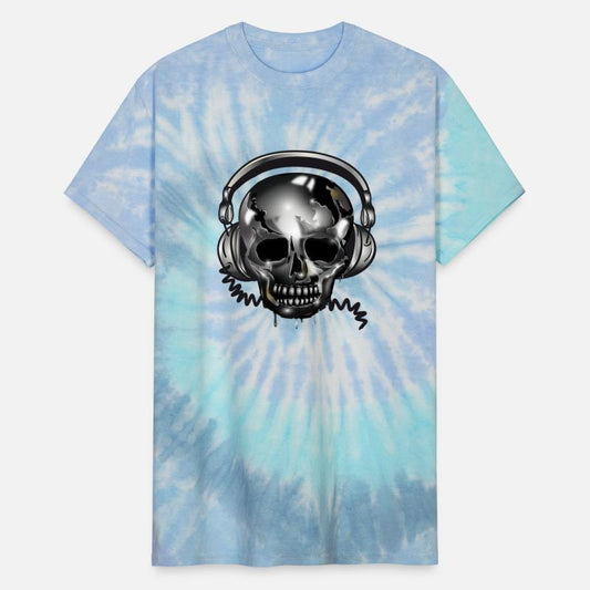 Skull with headphones in chrome look