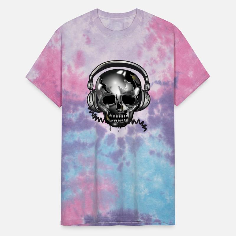 Skull with headphones in chrome look