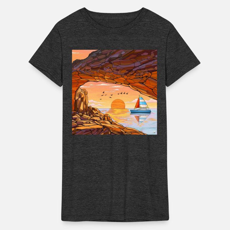 Sunset Cave Scene on Water