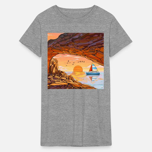 Sunset Cave Scene on Water