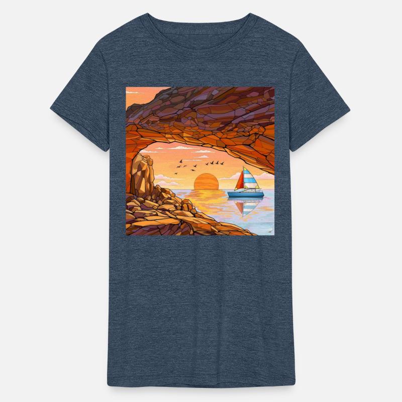 Sunset Cave Scene on Water