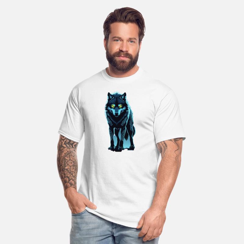Tribal Night Wolf with Glowing Eyes