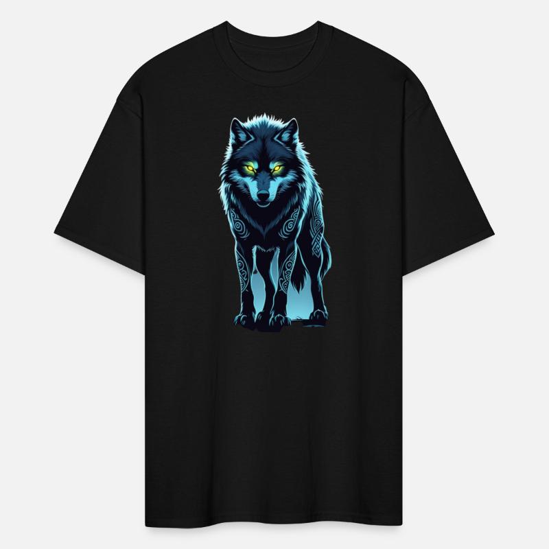 Tribal Night Wolf with Glowing Eyes