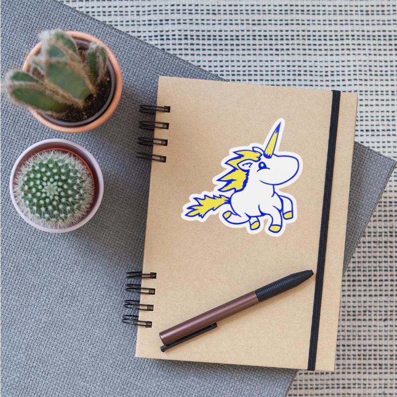 Unicorn rides fast gallop cute cartoon horse cool