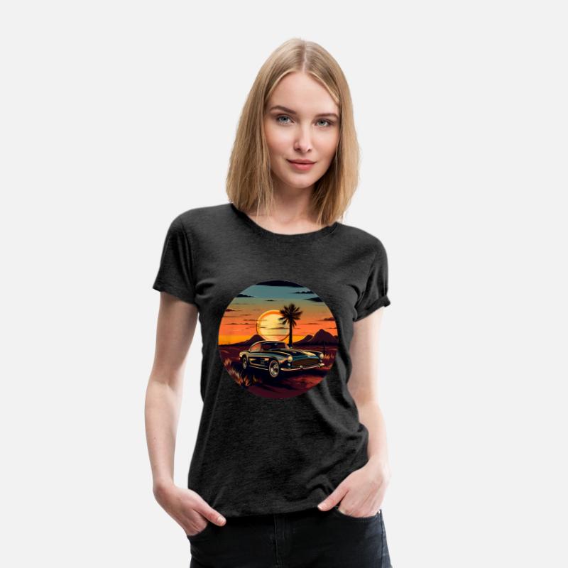 Vintage Car, Sun, and Road T-Shirt Design