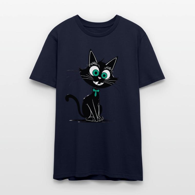 Whimsical Black Cat with Teal Accessories