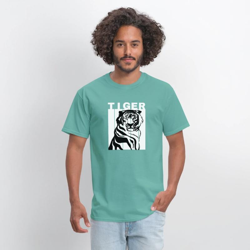 White Black Illustrated Tiger