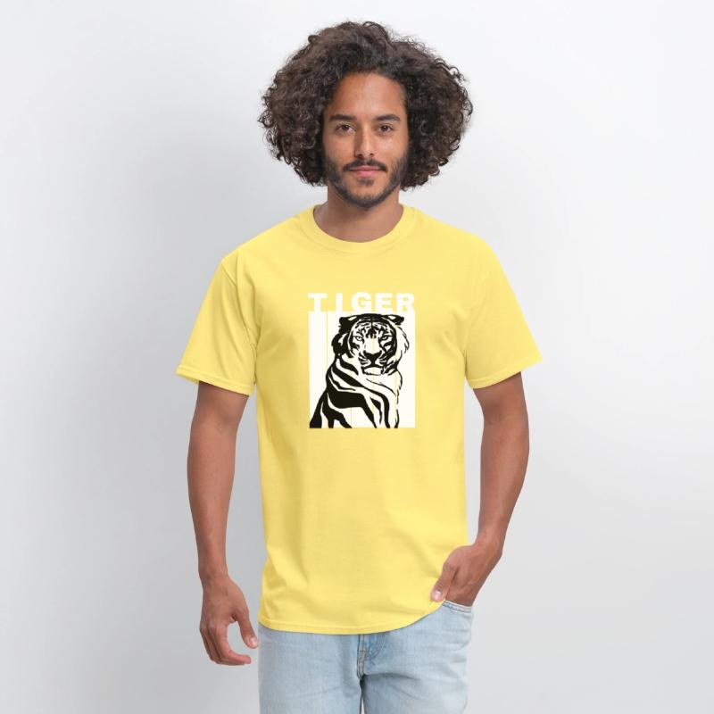 White Black Illustrated Tiger