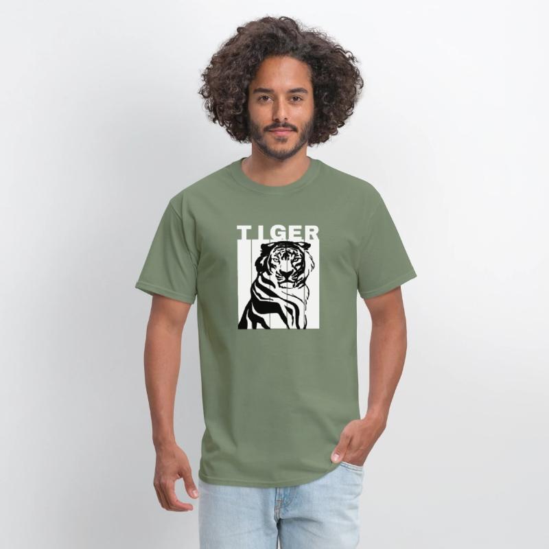 White Black Illustrated Tiger