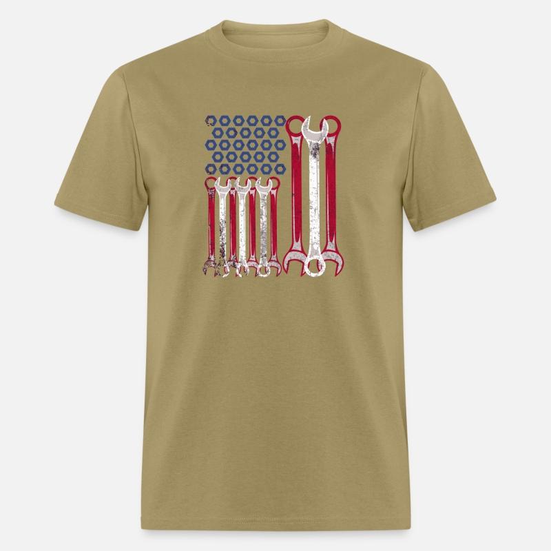 Wrench And Nut American Flag Mechanic