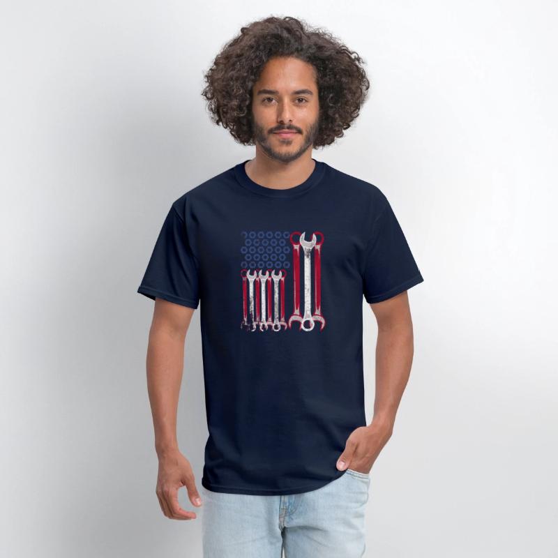 Wrench And Nut American Flag Mechanic