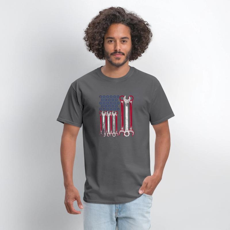 Wrench And Nut American Flag Mechanic